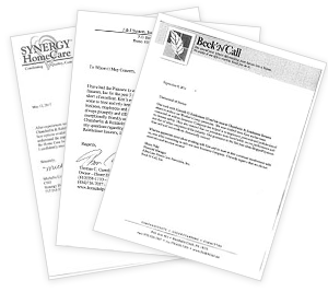 Client testimonial letters