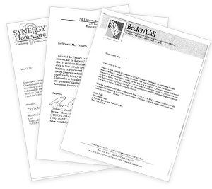 Client testimonial letters