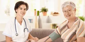 Healthcare professional with patient